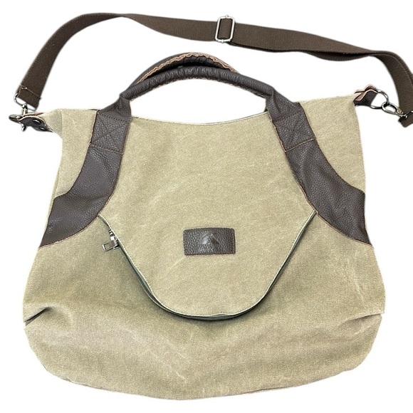 K2 Classic Fashion Olive Green Large Canvas Tote Messenger Crossbody Bag Hobo - Picture 1 of 13